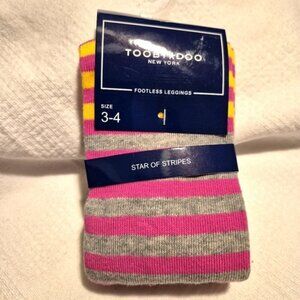 Tooby Doo girls footless sweater tights leggings 2 gray, yellow & pink NEW